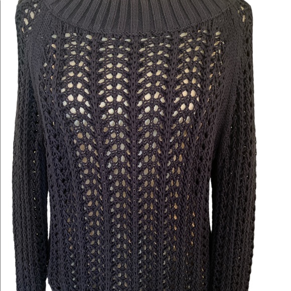 J. Crew Wide Neck Beach Navy Blue Pointelle Knit Sweater - S - Picture 3 of 13